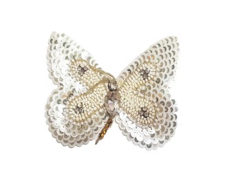 Off-White Butterfly Patch Beads Work Designer Patch for dresses, suits etc.