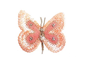 Dark Peach Butterfly Patch Beads Work Designer Patch for dresses, suits etc.