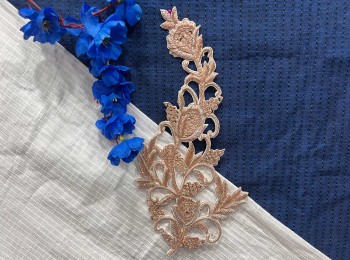 Rose Gold Designer Dabka Nakshi Work Hand Work Zardozi Patch/Applique -  Design 6