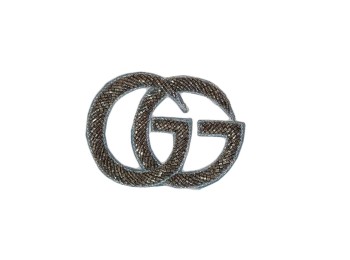 Metallic Grey color Gucci Brand Logo Design Patch/ Applique