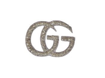 Silver color Gucci Brand Logo Design Patch/ Applique