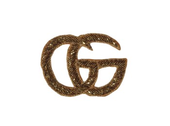 Dull Golden color Gucci Brand Logo Design Patch/ Applique