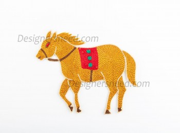 Machine Embroidery Patch Mustard Color Horse Shape (PATME0007)