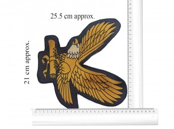 Mustard Color Eagle Shape Thread Work Machine Embroidery Patch