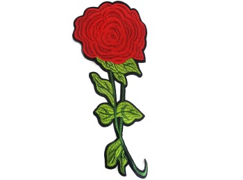 Red Rose Embroidered Sew/Iron on Patches, Cloth Sticker Patches for Clothing, Applique Patches for Clothes, Flower Embroidery Patch Jeans Backpack Iron Dress Badge DIY
