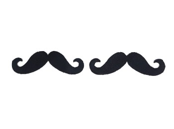 Black Moustache Sewon / Press On Patch for tops, jeans etc.