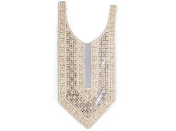 Off-White Pearl Work Neck Patch Sew-on Neck Applique, Sew On Patch Dress Motif Applique DIY