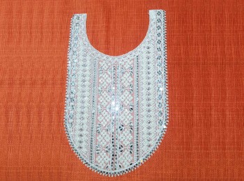 Silver Pearl and Mirror Work Neck Patch Sew-on Neck Applique, Sew On Patch Dress Motif Applique DIY
