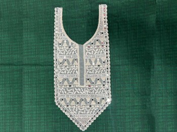 Off-White Pearl and Mirror Work Neck Patch Sew-on Neck Applique, Sew On Patch Dress Motif Applique DIY