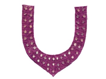 Purple Color Mirror Work Designer Neck Patch/Neckline Applique Neck Patch Applique for Suits Blouse Choli Dresses etc.