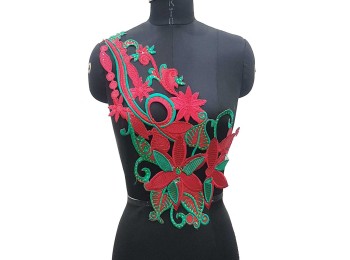 Red Threadwork Embroided Kurti/Dress Designer Patch Applique