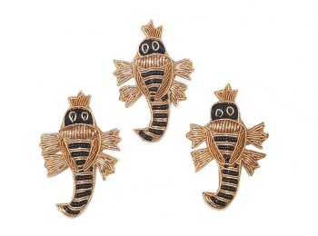 Black-Golden color Dabka, Nakshi and Beads Work Scorpio shape hand embroidery Zardozi Patch