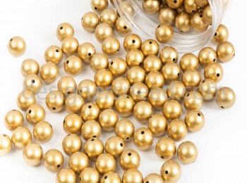 PLSBD0002 Golden Color Round Plastic Beads- 1 cm approx.