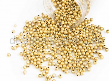 PLSBD0004 Golden Color Plastic Beads -5mm approx.