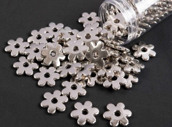 Silver color Flower shape Plastic Beads PLSBD0034
