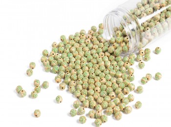 Green Color Round Shape Fancy Plastic Beads