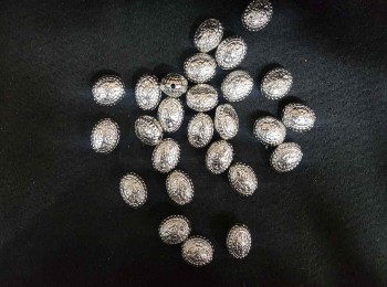 Silver Color Oval Shape Printed  Plastic Beads