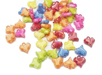Multi Color Heart Shape Plastic Beads for jewllery making, suits, dresses, craft etc.