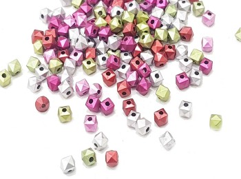 Multi Color Cubical Shape Plastic Beads for jewllery making, suits, dresses, craft etc.