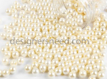 PRLBD0002 Cream Color Round Shape Pearl Beads