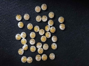 Off-White Color Golden Flower Pearl Buttons