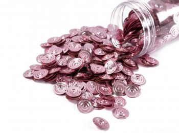 Metallic Light Pink Color Round Shape Plastic Sequins SEQ0057