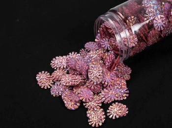 Pink Color Flower Shape Plastic Sequins/Sitara/Sippi SEQ0092