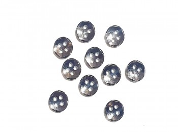 Metallic Grey Round Shape 4 Hole Metal  Button