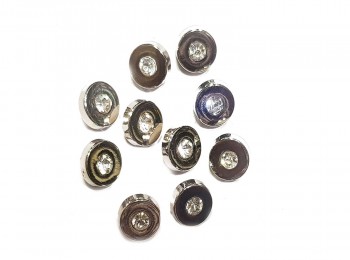 Silver Color Round Shape Loop Hole Shirt Buttons With Stone