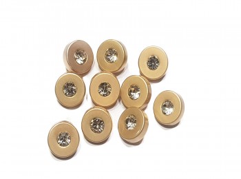 Matte Golden Color Round Shape Loop Hole Shirt Buttons With Stone