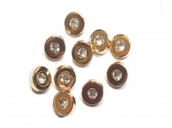 Golden Color Round Shape Loop Hole Shirt Buttons With Stone
