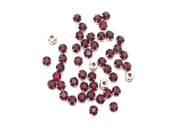 Maroon Color Sew On Rhinestone / Softi / Chatons in Flat Back Metal Setting (6mm-30ss)