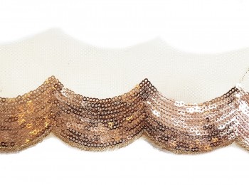 Rose Gold Sequins Work Cut Work Lace