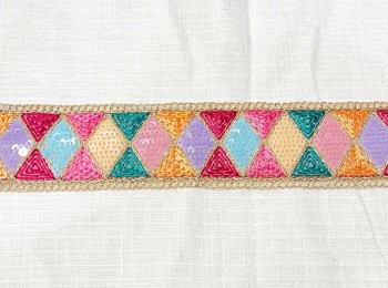 Multi Color Sequins Work Designer Embroidery Lace/ Border