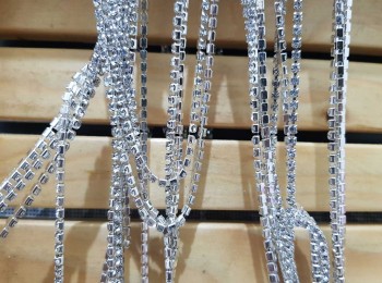 Silver Stone Chain, cup chain, rhinestone chain for jewllery making etc. - size- 6,12,16 no. - 5 meters