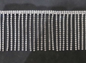 Silver Rhinestone Ribbon Tassel Chain, Rhinestone Fringe Trim Diamond Crystal Tassel Fringe Trim for Sewing Crafts Wedding Party Clothing Accessories Female Jewelry