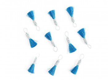 Blue Color Beads And Thread Work Tassels
