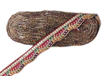 Maroon Thread Work Wavey Lace / Border