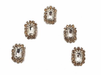 Silver Color Rhinestone Rectangular Shape Fancy Buttons