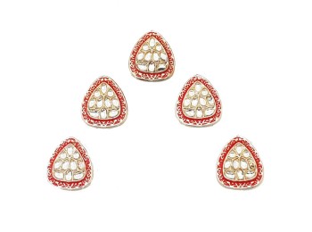 Red Triangular Shape Kundan/Mina Buttons