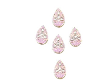 Baby Pink Drop Shape Kundan/Mina Buttons