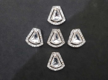 Silver Golden Triangle  Shape Rhinestone Kundan/Mina Buttons