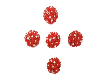 Red Flower Design Fancy Buttons for suits, dresses, crafting etc.