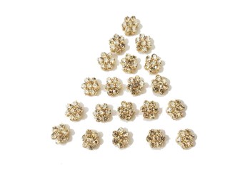 Light Golden Flower Shape Small Size Rhinestone Buttons