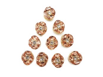 Peach Round Rhinestone Button Small Size Button for tops, suits, etc.
