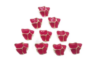 Hot Pink Color Assorted Marble Metal Base Fancy Buttons