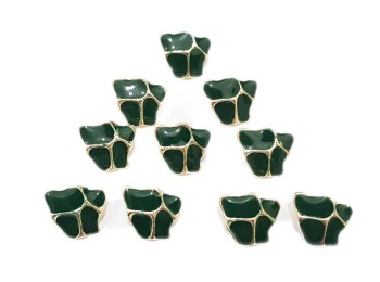 Dark Green Color Assorted Marble Metal Base Fancy Buttons