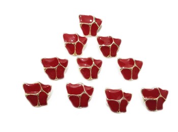 Red Color Assorted Marble Metal Base Fancy Buttons
