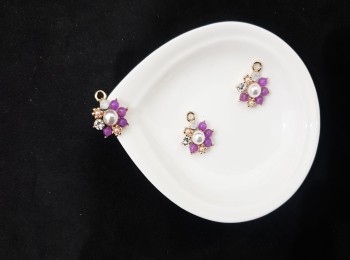 Purple Designer Fancy Pearl and Rhinestone Buttons For Kurtis, Tops etc. Fancy Buttons For Suits