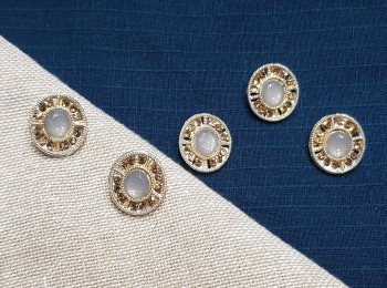 Grey-Golden Round Shape Rhinestone Buttons